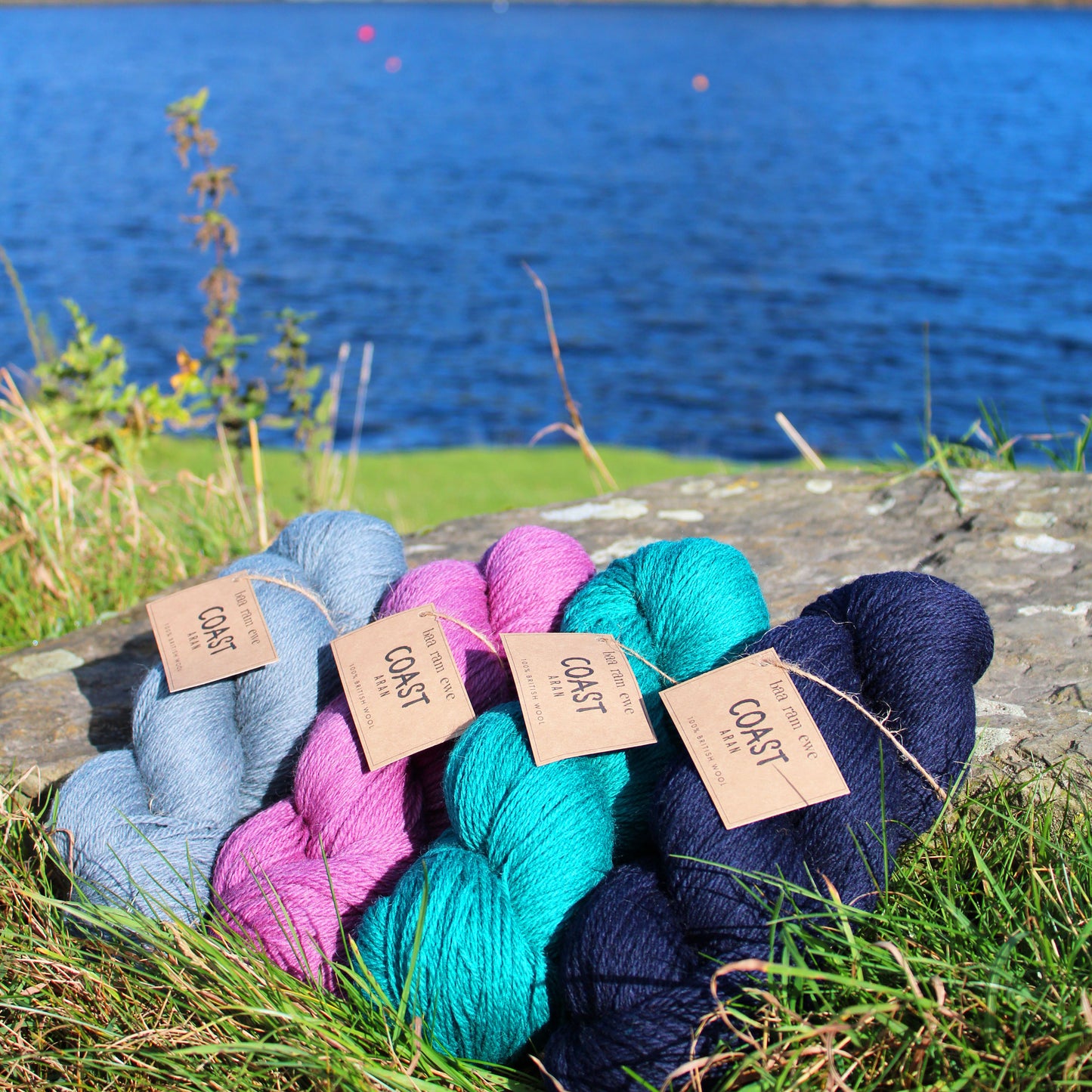 Baa Ram Ewe Coast yarn in natural shades, showcasing soft, textured wool fibers ideal for knitting and crafting projects.