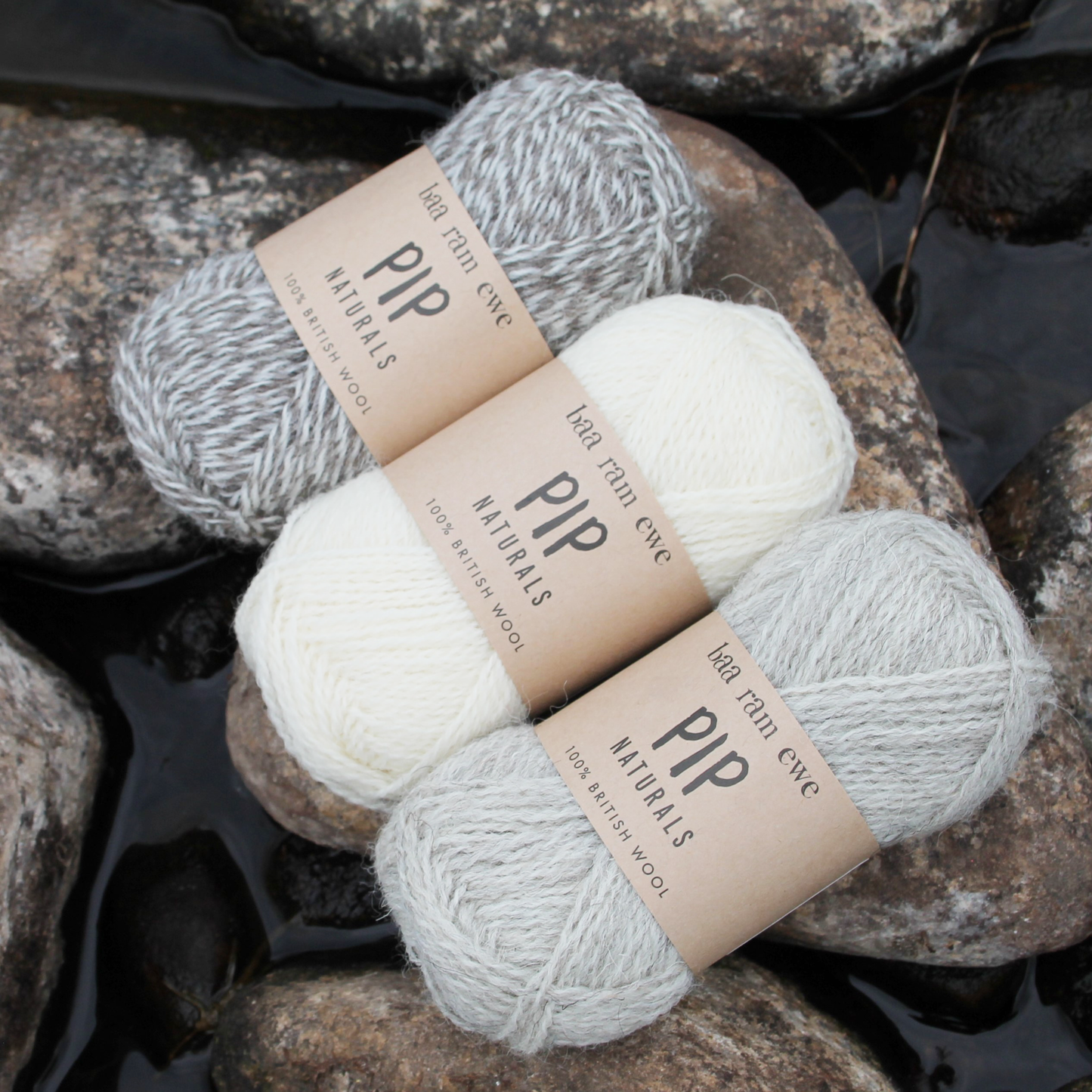Soft Pip Naturals yarn by Baa Ram Ewe, featuring colorful, textured wool fibers perfect for knitting or crochet projects.