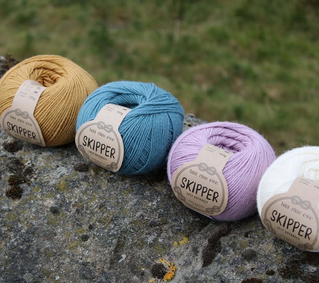 Baa Ram Ewe Skipper 5-Ply yarn in a natural color, showcasing soft, twisted fibers perfect for knitting or crochet projects.