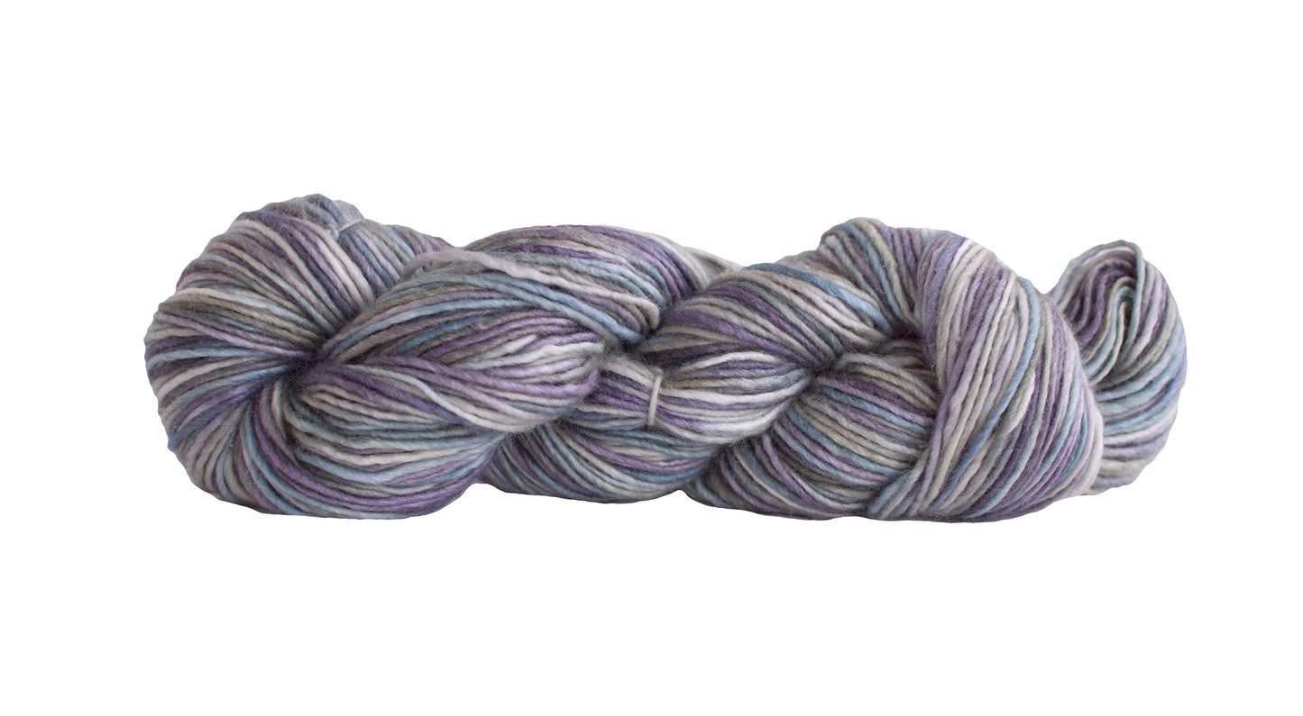 Manos del Uruguay Silk Blend yarn in Abalone color, showcasing soft, luxurious fiber with a smooth, shiny texture.