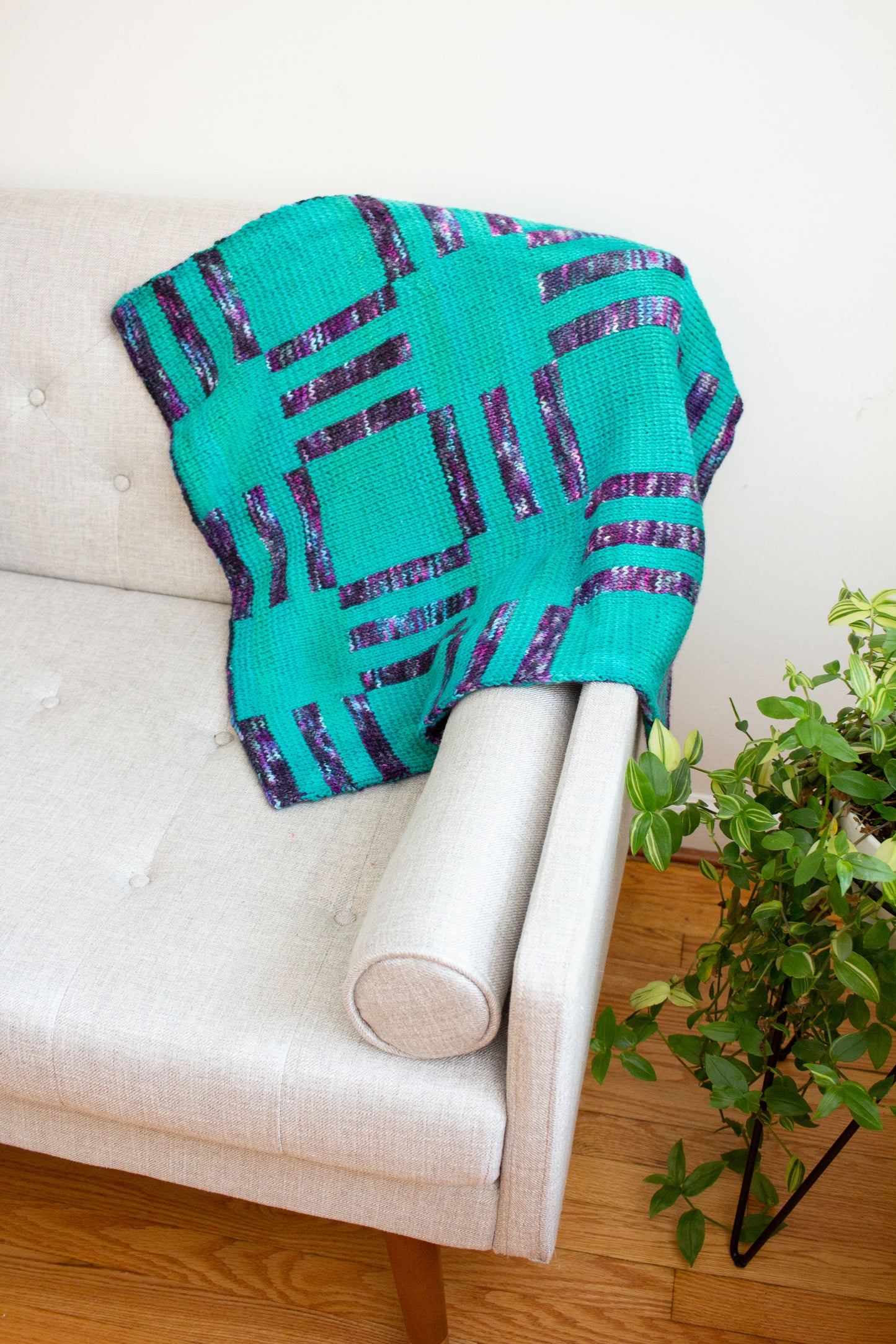 Stripes and Blocks Double-Knit Baby Blanket (F162)
