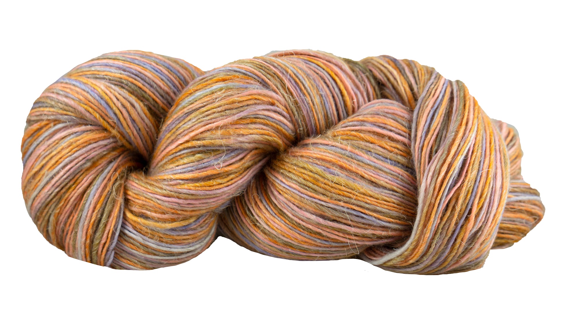 Colorful skein of Milo yarn by Manos del Uruguay, showing vibrant, soft hand-dyed yarn with a textured appearance.